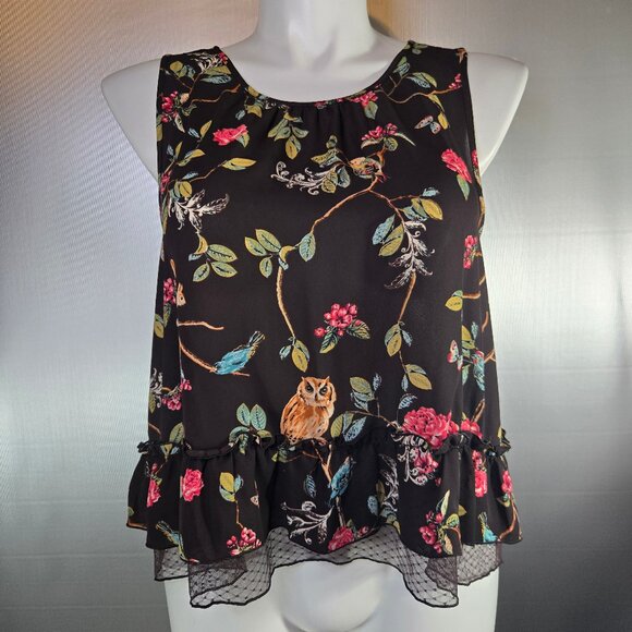 Disney Collection by LC Lauren Conrad Chiffon Blouse Tank Woodland Creatures - Picture 1 of 9